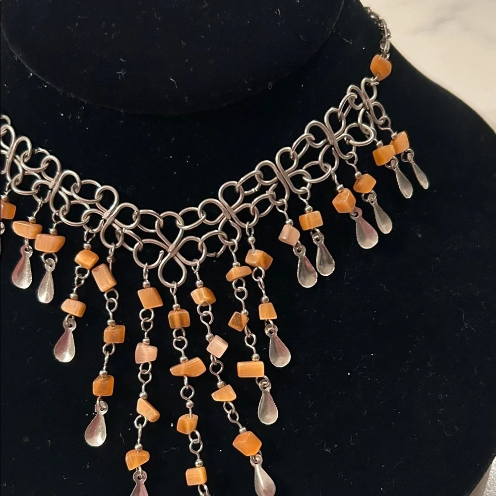 Elegant Silver and Gold Chandelier Necklace